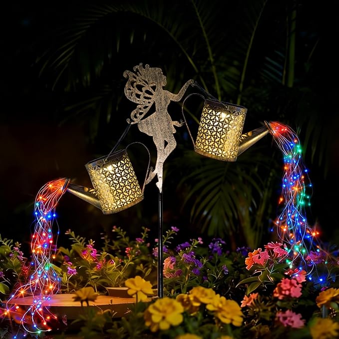 SRNPMIU Solar Watering_Can Light - Solar Yard Decorations Outdoor,Garden Decor Lights for Yard,IP65 Waterproof Hanging Lantern Lights,Outside Garden Flower Bed Decor Light for Moms Birthday 2PCS