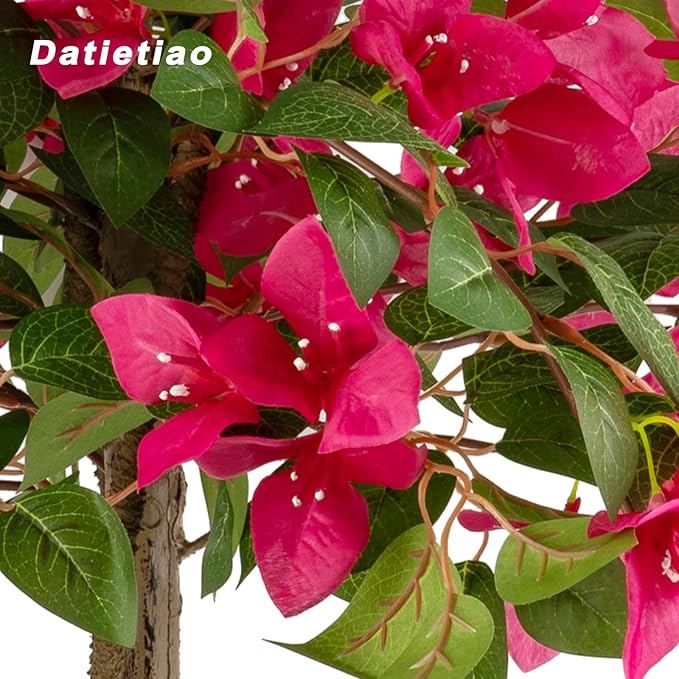 3FT Artificial Bougainvillea Tree, Faux Potted Flowering Plant with Lush Pink Blooms, UV Resistant Indoor Outdoor Artificial Tree for Living Room, Patio, Office, Porch Decoration
