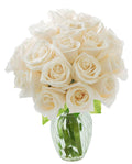 KaBloom PRIME NEXT DAY DELIVERY - Fall Collection - Bouquet of 18 Fresh White Roses (Farm-Fresh, Long-Stem) with Vase. Gift for Birthday, Anniversary, Thank You, Mother’s Day Fresh Flowers.