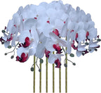 FagusHome 32 Inch Artificial Phalaenopsis Flowers 6 Pcs Artificial Orchid Flowers Stem Plants for Home Décor (Pure White)