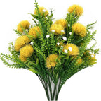 Artificial Dandelion Flowers Fake Plants Plastic Greenery Simulated Faux Flower for Outdoor Indoor Home Decor Garden Bathroom Office Party Wedding Bouquet Vase Planter Filler Decoration Yellow 4 Pack