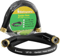 Short Garden Hose 3 ft x 5/8" Female to Female, Heavy Duty Small Water Hose Extender Connector, Leak-Free Connections Hybrid Rubber Leader Hose with 3/4" Double GHT Fittings, Black