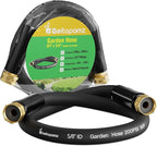Short Garden Hose 3 ft x 5/8" Female to Female, Heavy Duty Small Water Hose Extender Connector, Leak-Free Connections Hybrid Rubber Leader Hose with 3/4" Double GHT Fittings, Black