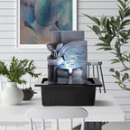 WICHEMI Tabletop Water Fountain with LED Lights Indoor Waterfall Fountains Relaxing Water Feature Indoor Fountains Zen Meditation Desktop Fountain for Home Office Bedroom Decor (Style 6)