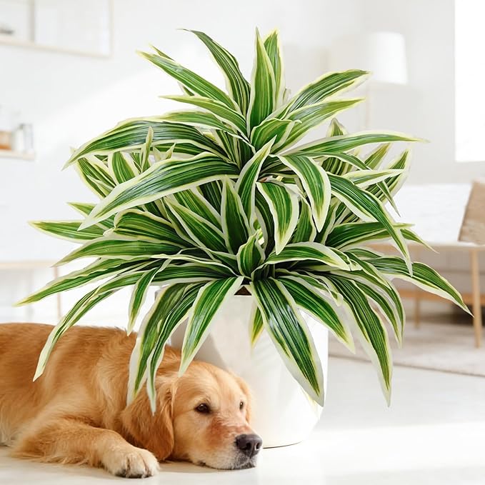 4Pcs Fake Ferns, Faux Outdoor Plants UV Resistant,3D Real Touch Fake Plants Total 60 Blades,Weatherproof Artificial Plants Outdoor Indoor for Garden Porch Home Office Decor