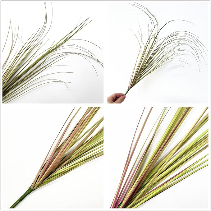 CATTREE Fake Wheat Grass Plants Artificial Greenery Tall Shrubs 16 Bundles, Outdoor Decor Faux Plastic Leaves Bushes for Indoor Office Garden Wedding Party Vase Filler DIY Decorations, Purple 16 Pcs