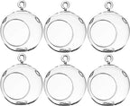 WGV Hanging Terrarium Globe, Width 3", Height 4", DIY Air Succulent Planter, Clear Glass Vase Orb with Flat Bottom, Candle Holder for Windowsill Outdoor Garden Decor, 6 Pieces Bulk