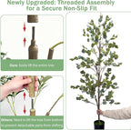 Faux Eucalyptus Tree 6FT, Artificial Potted Tree for Indoor Outdoor, Fake Floor Plants with Natural Wood Trunk, Home Office Living Room Bedroom Decor