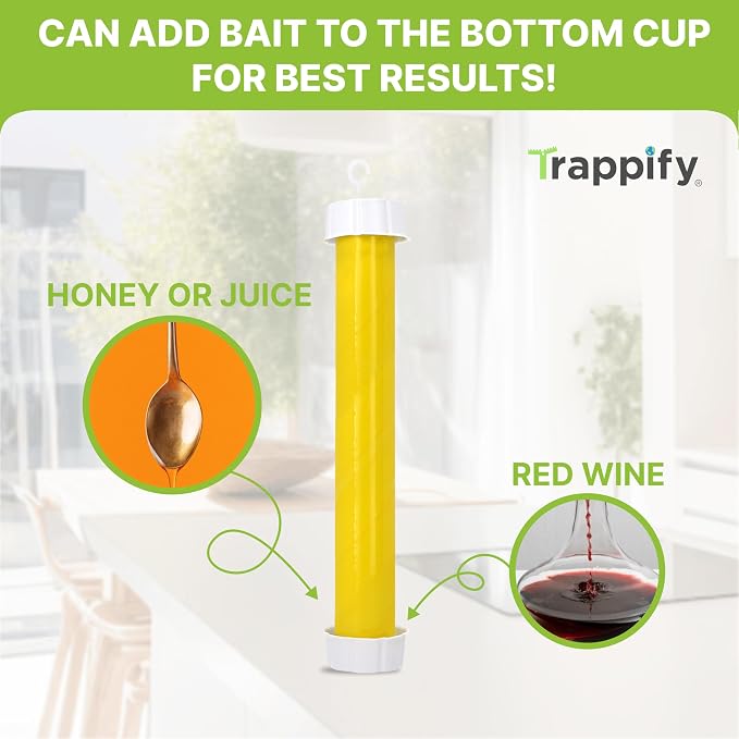 Trappify Hanging Fly Traps Outdoor: Fruit Flies and Flying Insect Trap for Indoor & Outdoor Use I Disposable Sticky Fly Trap Indoor House Pest Control (8 Pack)
