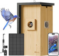 Birdfy Bird House with Camera Solar Powered with Iron Guard for Outside, AI Identify, 1080P HD & Night Vision for Bluebird Finch Swallow Wren Chickadee Nesting Watching, Auto Detect & Notify