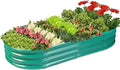 Rakukiri Raised Garden Bed GRS Certified Galvanized Planter Box Outdoor, 6.5ft Oval Rot-Resistant Metal Garden Bed Planter, Recycled Material Planter for Vegetables Flowers Herbs (Green)