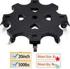 20 Inch Plant Caddy With Wheels - Heavy Duty Outdoor Indoor Rolling Plant Stand With Casters Black Plant Dolly Large Potted Planter Cart For Big Flower Pots Plants Pots, Heart Shaped Garden Pot Mover