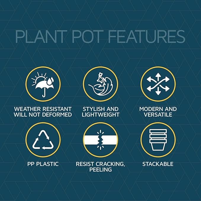 White 6-Inch Plant Pots with Drainage & Saucers 24 Pack, Indoor & Outdoor Planters for Houseplants, Herbs, and Flowers, Durable & Weatherproof Material, Stackable, Lightweight, Minimalist Design