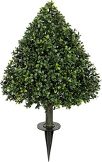 Briful Faux Boxwood Topiary Shrub with Ground Spike, 29.5" Artificial Topiary Trees Outdoors Fake Potted Boxwood Plants for Front Porch Garden Yard Home Decor