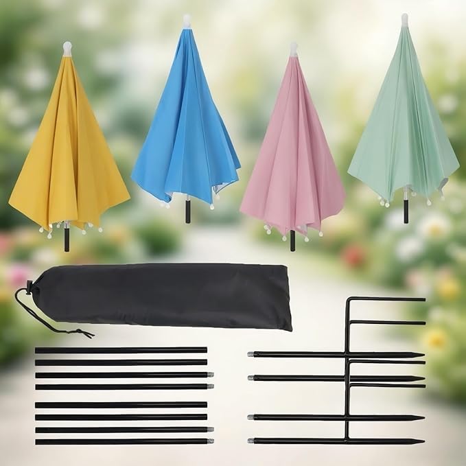 4 Pack Plant Umbrellas for Outdoor Plants with One Storage Bag, 23.6" Sun Shade Cover for Gardens/Patio/Succulents, Blocks 70% Sunlight, Prevents Leaf Burn Overheating