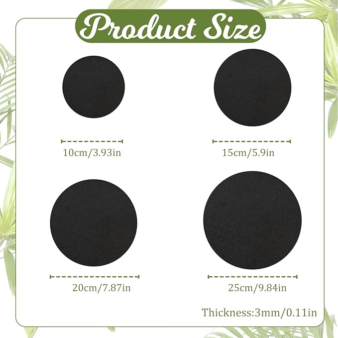 Plant Saucers for Indoors, 4 Pcs Round Fabric Plant Mat 4/6/8/10 Inch Plant Pot Saucers Felt Plant Water Catchers Tray Absorbent Plant Saucers for Indoor House Plants, Outdoor Pots, DIY Craft Supplies