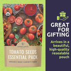 Organic Tomato Seeds Variety Pack - 5 Individual Packs - 2026 Season - Roma, Pink Brandywine, Sweetie Cherry, Black Krim & Pineapple. for Indoor & Outdoor Planting (Non-GMO, Certified Organic)
