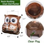 Saysmile Unique Owl Plant Pots Indoor, Cute Small Succulent Pots with Drainage Hole, Rocking Chair Planters for Outdoor Indoor Plants, Resin Flower Pot for String of Pearls, Gift Ideas for Mother