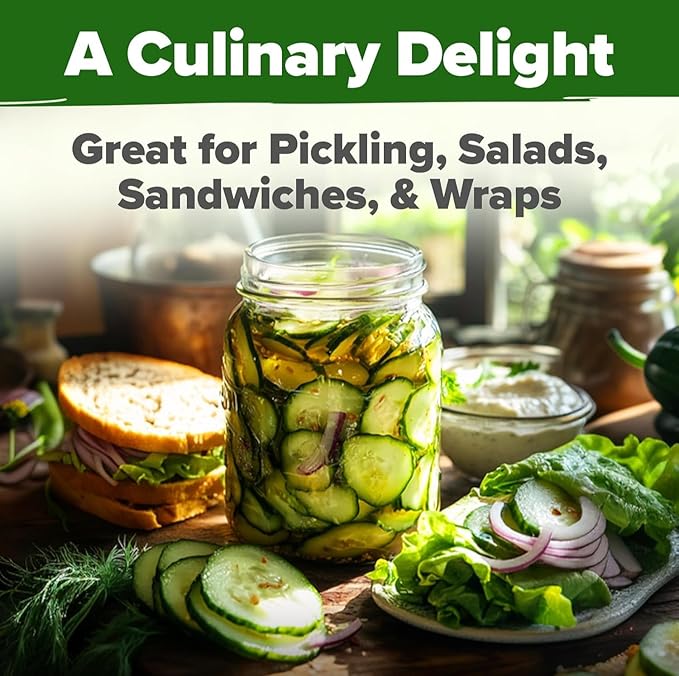 HOME GROWN Organic Marketmore Cucumber Seeds 200+ Heirloom Non-GMO Seeds for Planting, High Germination, Hardy & Vigorous Slicing Cucumber, Trellis & Raised Bed Garden (Cucumis sativus)