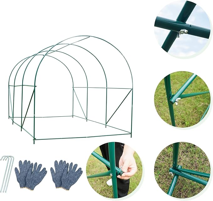 Outdoor Greenhouse with Screen Door,Outside Heavy Duty Walk in Green House for Garden Plants UV Protection Thermostatic Waterproof (Green, 12x7x7 FT)