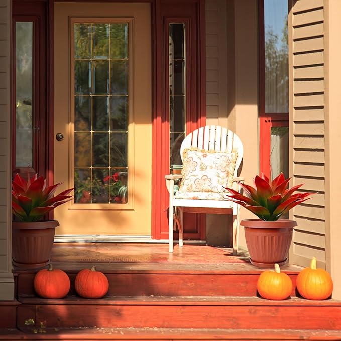 Velener Fall Fake Agave Artificial Plant, Red Fake Succulent Plant for Room Decor, Unpotted Faux Agave Stems Plant for Fall Outdoor/Indoor Decor, 28 inches, Set of 2