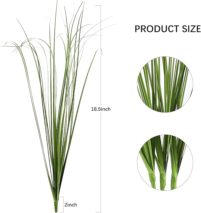 20PCS Fake Grass Filler Decor Artificial Grass Plants Outdoor Faux Plants Artificial Tall Shrubs Wheat Grass Greenery Stems UV Resistant Onion Grss For Outdoor Indoor Vase Planters Home Decor, Green