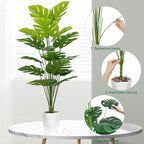 SAJANDAS Set of 2 Artificial Monstera Deliciosa Plants in Pots, Fake Tropical Palm Tree with Greenery Leaves Stems, 43 Inch Faux Swiss Cheese Floor Plants Indoor for Home, Office, Store Decor