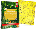 Garutom 20-Pack Dual-Sided Yellow Sticky Traps for Flying Plant Insect Such as Fungus Gnats, Whiteflies, Aphids, Leafminers, etc (6x8 Inches, Included 20pcs Twist Ties)