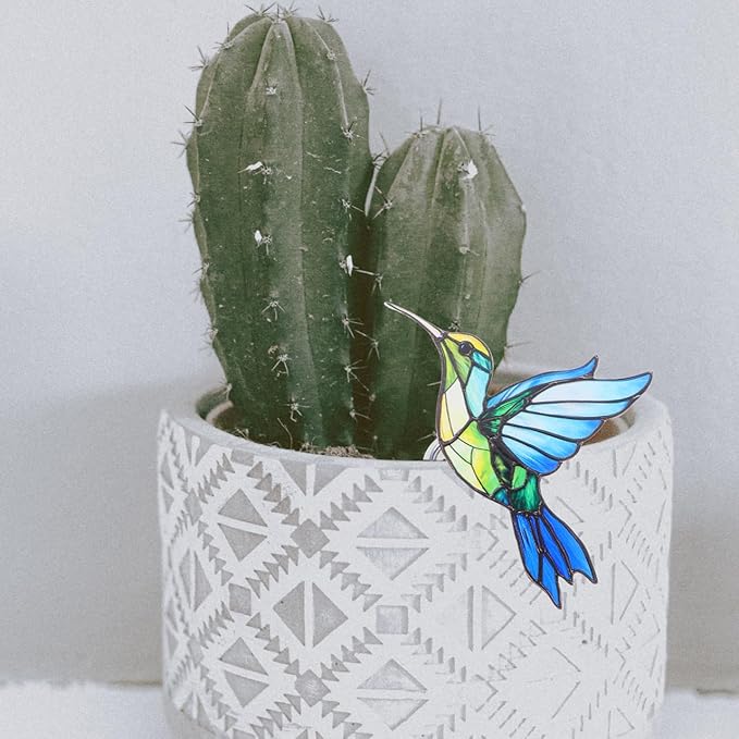 DECHOUS Acrylic Bird Flower Pot Hugger - Hummingbird Bonsai Pots Decoration Planter Ornament for Plants Home Garden Decor