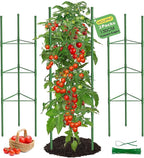 3 Pack Tomato Cages, 51.2in Tomato Plant Support Stakes Heavy-Duty, Garden Tomato Cages & Trellis for Climbing Vegetables, Tomatoes, Peppers, and Potted Plants(3)
