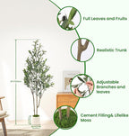 Alupssuc 5ft Olive Trees Artificial Indoor & Outdoor, Faux Olive Tree with Lively Artificial Trunk and Lifelike Fruits, Fake Potted Tree for Modern Home Office Living Room Decor