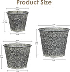 Silver Metal Rustic Flower Pots - 3 PCS Galvanized Planters Rustproof Durable Metal Buckets Plant Pots Vintage-Inspired Charm Rustic for Farmhouse Garden Herb Indoor Outdoor Decor(Dia.5.5"/6.5"/7.1")