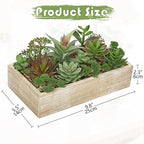 Artificial Succulent Plants in Pot 10 Inch Fake Succulent Arrangement Potted Succulents Plants Centerpiece in Rectangular Wooden Planter for Home Office Desk Shelf Living Room Bedroom Farmhouse Decor