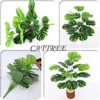 Artificial Shrubs Plant, CATTREE Fake Tropical Palm 2 Pack Taro Leaves Faux Greenery Bushes Realistic Monstera Farmhouse Plants for Home Kitchen Garden Bathroom Bedroom Decor Outdoor Indoor Decoration