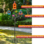 Multi-Bird Houses for Outside with Pole, Durable Colorful Birdhouse on Stake, Easy Clear, Metal Bird Houses for Outside