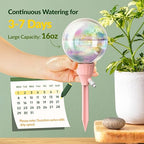 NiHome 2PCS 16OZ Plant Self-Watering Drippers with Adjustable Flow Control, Long-Lasting Automatic Watering Globes for Indoor Outdoor Plants, Tulip Shape Design for Small to Medium Pots (Pink + Green)