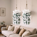 Artificial Flowers for Outdoors Fake White Bougainvillea Hanging Flower Decoration, 2Pcs Realistic Faux Silk Plants Long Trailing Vines, Spring Decor for Porch Patio Balcony Planter Yard