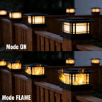 Dynaming 4x4 Solar Post Cap Lights Outdoor with Flickering Flame Light, Black Shell Fence Post Solar Lights Fit 4x4 Vinyl/Wooden Posts, Brightness LED Lighting Decor for Garden Deck Patio, 2 Pack