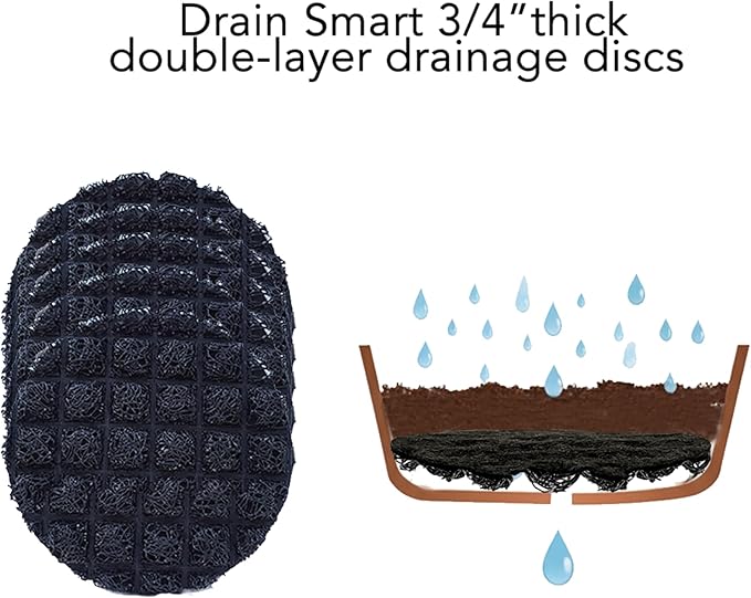 Drain Smart 3D Mesh Planter Pot Drainage Insert Disc – Made in USA – Keeps Soil in, Lets Water Drain Out – Cleaner, Lighter Alternative to Gravel for Indoor & Outdoor Planters (6" – 5 Pack)