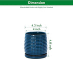 D'vine Dev 4 Inch Ceramic Beaded Stoneware Planter Pot - Flower Pot with Drainage Holes and Saucers for Indoor Succulent Plants or Flowers, Midnight Blue, 27-C-Z-3