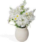 Jahe Hydrangea Artificial Flowers Mixed Potted Plant, Faux Hydrangea Flowers Fenterpieces for Tables, Fake Daisy Mixed Bouquet with Pot, Living Room Bedroom Bathroom Balcony, White