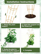 4Pcs Indoor Plant Trellis for Potted Plants, 30" Taller Expandable Garden Metal Trellis for Climbing Plants Outdoor, Houseplant Support Stakes for Ivy Pothos Hoya Flower (Gold)