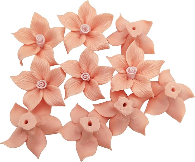 10 PCS 3D Flower Ceramic Tiles,1.6" Handmade Procelain Ceramic Flowers for Artwork,Fish Tank,Vases,Living Room, Dining Table,Office, Home Floral Decor (Single-Flowered Light Orange)