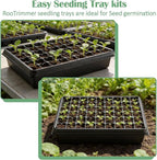 RooTrimmer 5 Pack Seedling Starter Trays No Holes and 5 Pack 54 Cell Seed Starter Trays Extra Deep 2.8" - Heavy Duty Plastic Nursery Trays for Seed Germination & Plant Propagation (5 Sets)