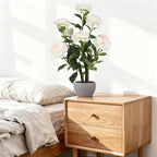 TOARTi Artificial Camellia Potted Plant with Stone Pot, 20.5" Tall Fake Potted Flowers Faux Desk Plant, Realistic Decorative Plants Indoor Decor for for Home Bedroom Bathroom Office Desk
