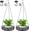 Plant Hanger, 2pcs Metal Hanging Plant Shelf Decorative Planter Flower Pots Holder for Indoor Outdoor, Modern Plant Hanging Basket for Balcony Porch Garden Home Decor, Black