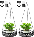 Plant Hanger, 2pcs Metal Hanging Plant Shelf Decorative Planter Flower Pots Holder for Indoor Outdoor, Modern Plant Hanging Basket for Balcony Porch Garden Home Decor, Black