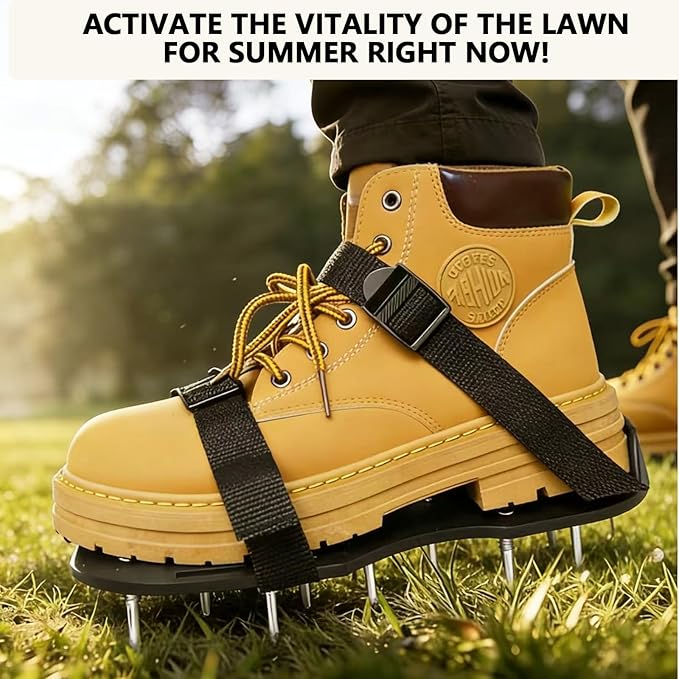 Lawn Aerator Shoes with Adjustable Straps - for Lawn Aeration or as Screed Shoes - Lawn Aerator Shoes as Perfect Aerator Lawn Tool - Medium