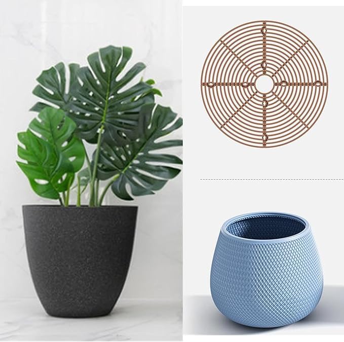6 Pcs Plant Pot Grid Soil Protector Covers, 11.8" Cuttable Plant Protector Flower Pot Grid from Animals Cat Digging Stopper Plant Pot Cover with Stakes for Plant Gardening(6PCS Brown)