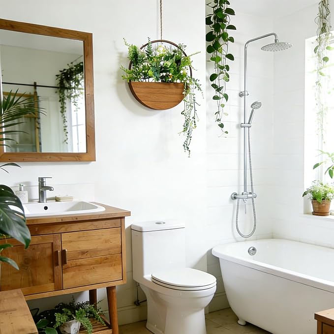 Fake Hanging Plants Artificial Plants Indoor, Faux Plants Eucalyptus in Pot for Living Room Bathroom Wall Décor, Outdoor Porch Decorations, Farmhouse Home Office Décor(Brown